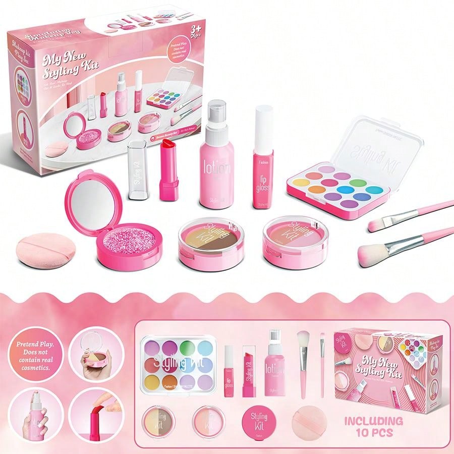 Beauty Makeup Set For Kids - เด็กแกล้งแต่งหน้าเล่นชุดสําหรับอายุ 3-6 หญิง,เด็กเครื่องสําอางค์จําลองชุดของเล่น,แฟชั่นจัดแต่งทรงผมชุดความงามสําหรับหญิง