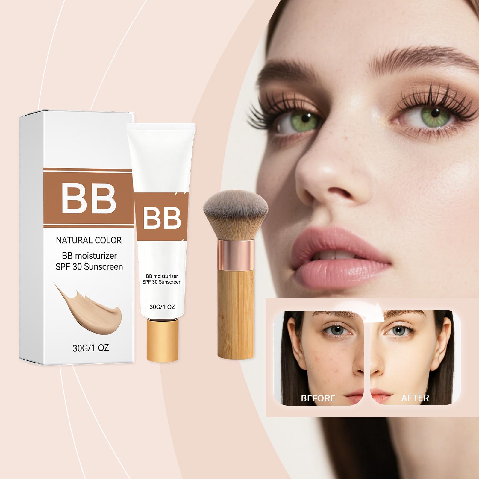 Bb Cream Tinted - บีบีครีมเนื้อมอยเจอร์ไรเซอร์ผสมรองพื้น SPF 30 พร้อมไฮยาลูรอน บำรุงผิวให้ชุ่มชื้น ให้ผิวเปล่งประกายอย่างเป็นธรรมชาติ