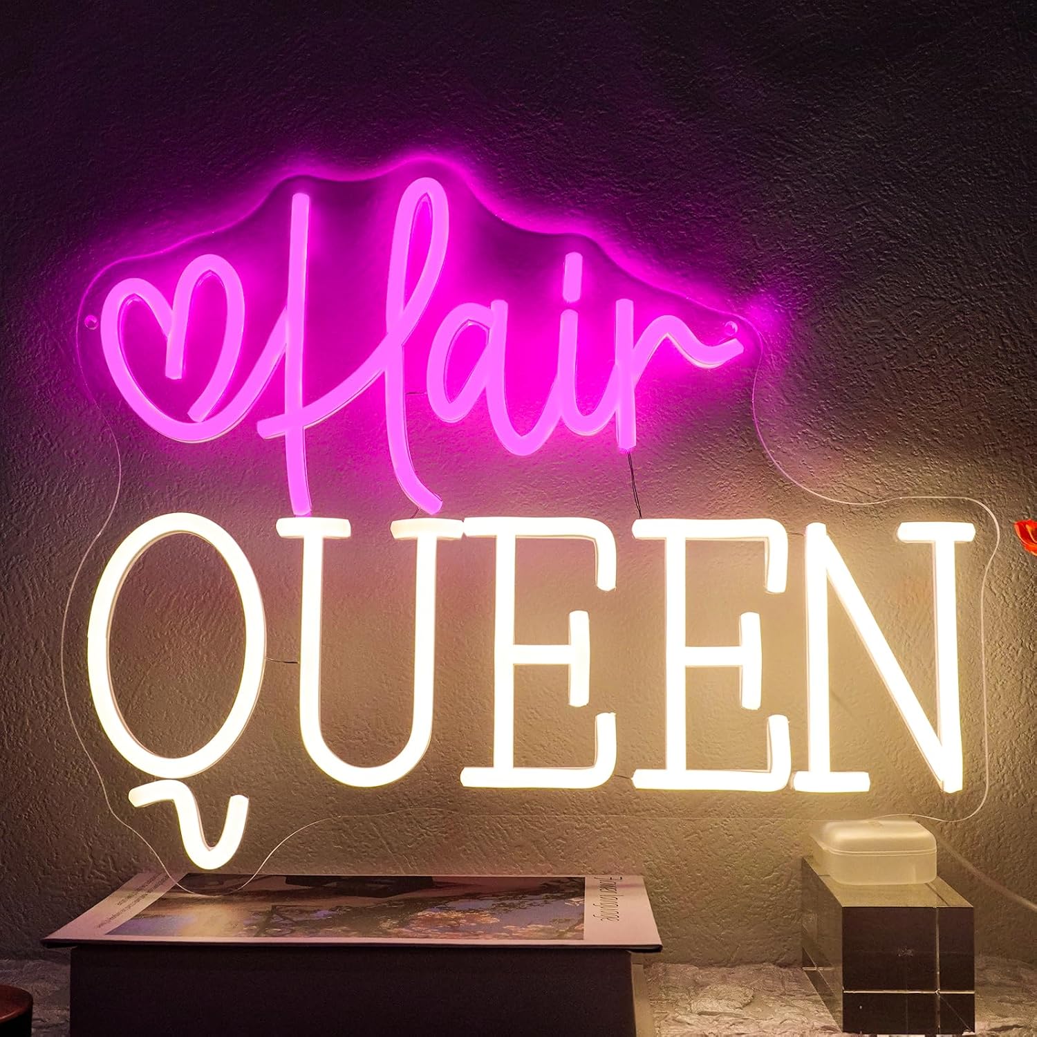 Beauty Queen Makeup Studio - ป้ายไฟนีออนร้านทำผม ใช้พลังงานจาก USB ไฟ LED สำหรับร้านตัดผม