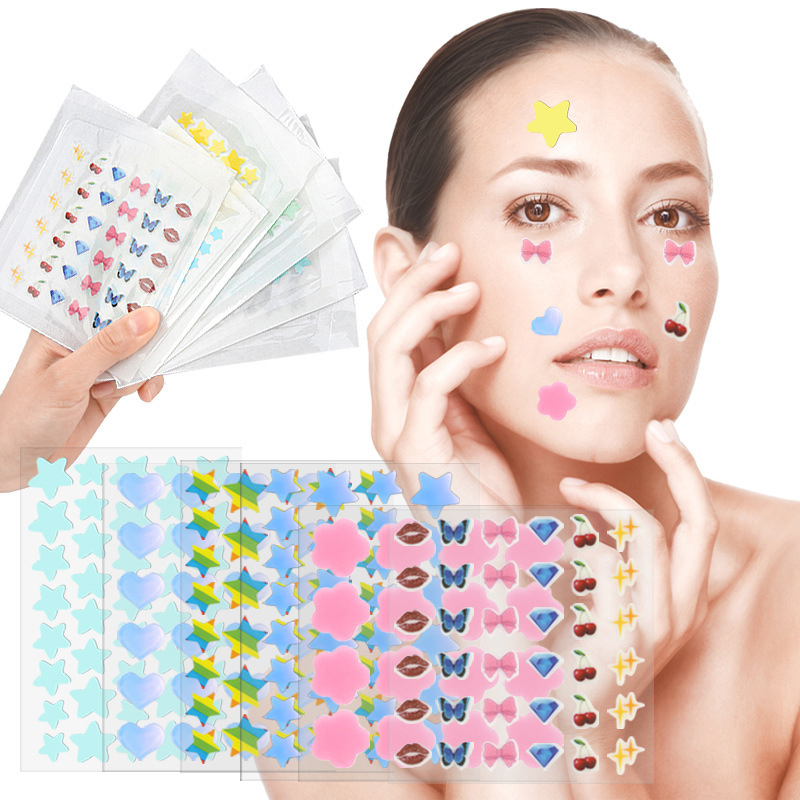 Beauty With Makeup - แผ่นแปะสิวการ์ตูนสีสันสดใส บำรุงผิว ปกปิดจุดด่างดำบนใบหน้า เครื่องมือแต่งหน้าเพื่อความงาม