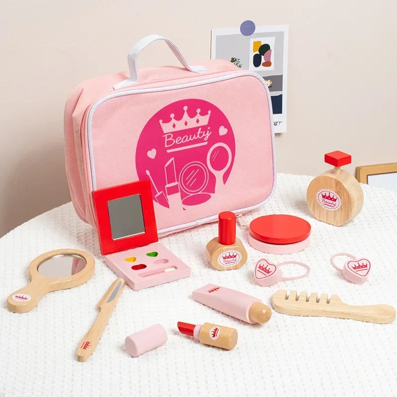 Beauty Makeup Set For Kids - ของเล่นเด็กหญิงแกล้งเล่นเด็ก Make Up แต่งหน้าสวยชุด Hairdressing จําลองของเล่นไม้สําหรับสาว