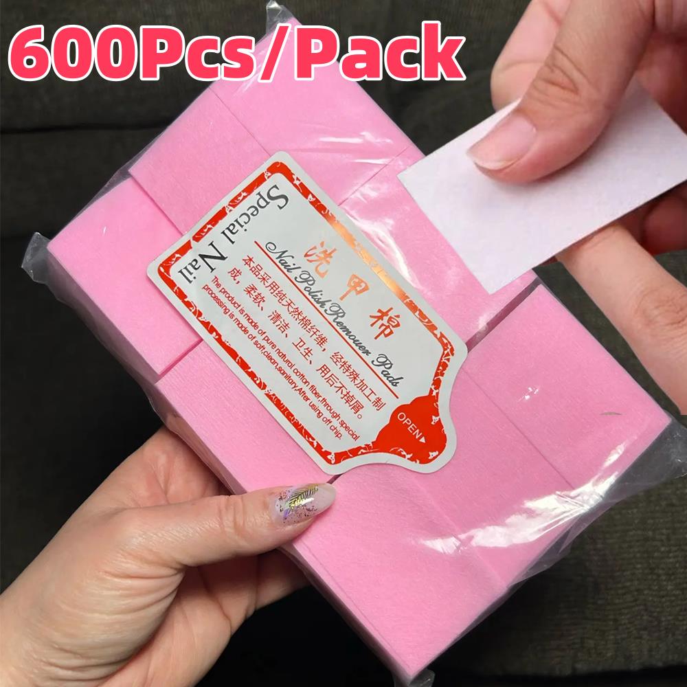Beauty With Makeup - 600 ชิ้น/แพ็ค แผ่นสำลีเช็ดทำความสะอาดเล็บ ปราศจากขุย สำหรับเช็ดน้ำยาล้างเล็บ ยูวีเจล