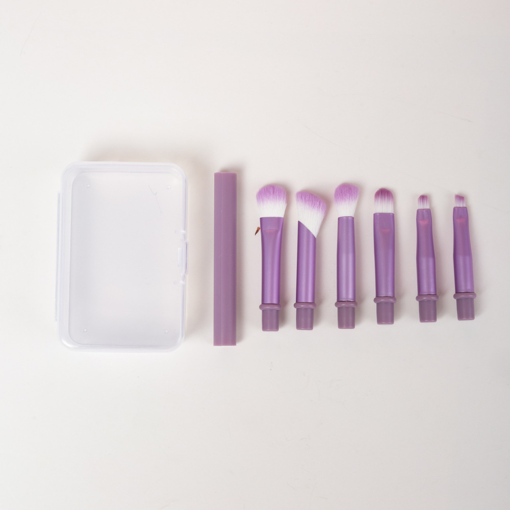 Beauty Works Makeup - ชุดแปรงแต่งหน้าขนาดกะทัดรัด อุปกรณ์ความงามแบบพกพา ขนแปรงสังเคราะห์ หัวแปรงเปลี่ยนได้ สำหรับรองพื้น ลิปไลเนอร์