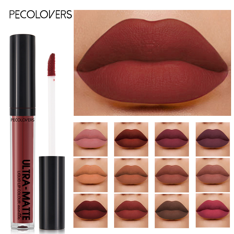 Beauty Makeup Lipstick - ลิปกลอสเนื้อแมทท์สีน้ำตาลแดงนู้ด Velvet Mate ลิปสติกเนื้อลิควิดแบบแมทท์ กันน้ำ ติดทนนาน