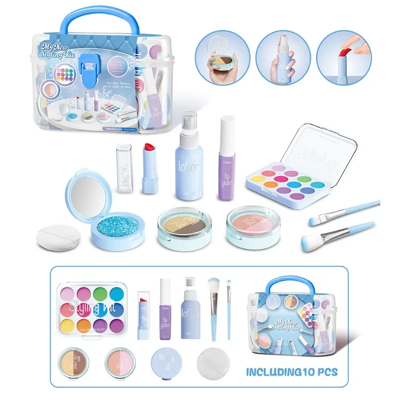 Beauty Makeup Set For Kids - ชุดของเล่นแต่งหน้าจำลองสำหรับเด็ก ของเล่นเสริมสวยสำหรับเด็กผู้หญิง พร้อมกล่องเก็บอุปกรณ์ ของขวัญสำหรับเด็กผู้หญิง